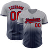 Custom Gray Pinstripe Red-Navy Authentic Fade Fashion Baseball Jersey