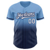 Custom Light Blue Pinstripe White-Navy Authentic Fade Fashion Baseball Jersey