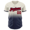 Custom Cream Pinstripe Red-Navy Authentic Fade Fashion Baseball Jersey