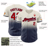 Custom Cream Pinstripe Red-Navy Authentic Fade Fashion Baseball Jersey