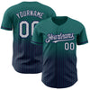 Custom Teal Pinstripe Gray-Navy Authentic Fade Fashion Baseball Jersey