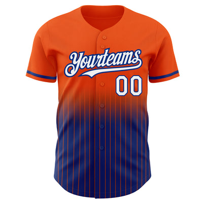 Custom Orange Pinstripe White-Royal Authentic Fade Fashion Baseball Jersey