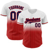 Custom White Pinstripe Navy-Red Authentic Fade Fashion Baseball Jersey