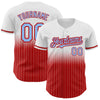 Custom White Pinstripe Light Blue-Red Authentic Fade Fashion Baseball Jersey