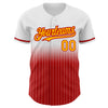 Custom White Pinstripe Gold-Red Authentic Fade Fashion Baseball Jersey