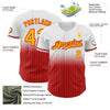 Custom White Pinstripe Gold-Red Authentic Fade Fashion Baseball Jersey