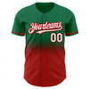 Custom Kelly Green Pinstripe White-Red Authentic Fade Fashion Baseball Jersey