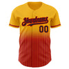 Custom Gold Pinstripe Black-Red Authentic Fade Fashion Baseball Jersey