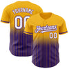 Custom Gold Pinstripe White-Purple Authentic Fade Fashion Baseball Jersey