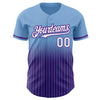 Custom Light Blue Pinstripe White-Purple Authentic Fade Fashion Baseball Jersey