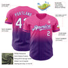 Custom Pink Pinstripe White-Purple Authentic Fade Fashion Baseball Jersey