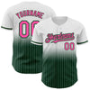 Custom White Pinstripe Pink-Green Authentic Fade Fashion Baseball Jersey