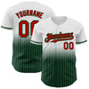 Custom White Pinstripe Red-Green Authentic Fade Fashion Baseball Jersey