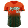 Custom Orange Pinstripe White-Green Authentic Fade Fashion Baseball Jersey