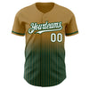 Custom Old Gold Pinstripe White-Green Authentic Fade Fashion Baseball Jersey