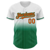 Custom White Pinstripe Orange-Kelly Green Authentic Fade Fashion Baseball Jersey