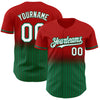 Custom Red Pinstripe White-Kelly Green Authentic Fade Fashion Baseball Jersey