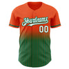 Custom Orange Pinstripe White-Kelly Green Authentic Fade Fashion Baseball Jersey