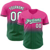 Custom Pink Pinstripe White-Kelly Green Authentic Fade Fashion Baseball Jersey