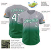 Custom Gray Pinstripe White-Kelly Green Authentic Fade Fashion Baseball Jersey