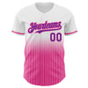 Custom White Pinstripe Purple-Pink Authentic Fade Fashion Baseball Jersey