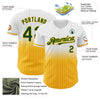 Custom White Pinstripe Green-Gold Authentic Fade Fashion Baseball Jersey