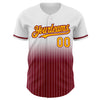 Custom White Pinstripe Gold-Crimson Authentic Fade Fashion Baseball Jersey