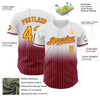 Custom White Pinstripe Gold-Crimson Authentic Fade Fashion Baseball Jersey