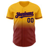 Custom Gold Pinstripe Navy-Crimson Authentic Fade Fashion Baseball Jersey