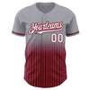 Custom Gray Pinstripe White-Crimson Authentic Fade Fashion Baseball Jersey