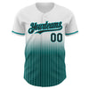 Custom White Pinstripe Black-Teal Authentic Fade Fashion Baseball Jersey