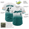 Custom White Pinstripe Black-Teal Authentic Fade Fashion Baseball Jersey