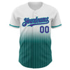 Custom White Pinstripe Purple-Teal Authentic Fade Fashion Baseball Jersey