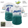 Custom White Pinstripe Purple-Teal Authentic Fade Fashion Baseball Jersey