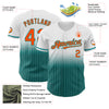 Custom White Pinstripe Orange-Teal Authentic Fade Fashion Baseball Jersey