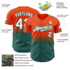 Custom Orange Pinstripe White-Teal Authentic Fade Fashion Baseball Jersey