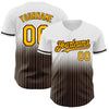 Custom White Pinstripe Gold-Brown Authentic Fade Fashion Baseball Jersey