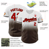 Custom White Pinstripe Red-Brown Authentic Fade Fashion Baseball Jersey