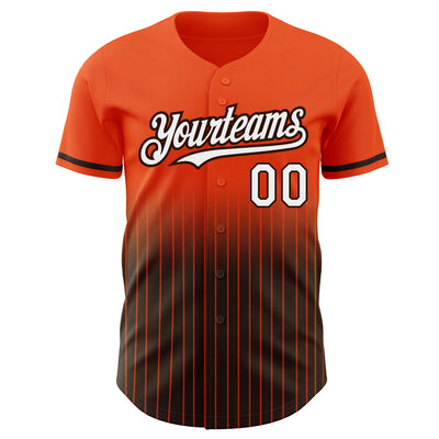 Custom Orange Pinstripe White-Brown Authentic Fade Fashion Baseball Jersey