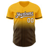 Custom Gold Pinstripe White-Brown Authentic Fade Fashion Baseball Jersey