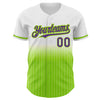 Custom White Pinstripe Purple-Neon Green Authentic Fade Fashion Baseball Jersey