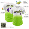 Custom White Pinstripe Purple-Neon Green Authentic Fade Fashion Baseball Jersey