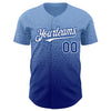 Custom Light Blue Royal-White Authentic Fade Fashion Baseball Jersey