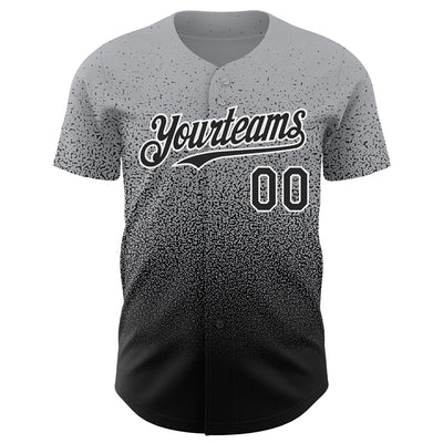 Custom Gray Black-White Authentic Fade Fashion Baseball Jersey