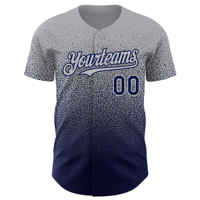 Custom Gray Navy Authentic Fade Fashion Baseball Jersey