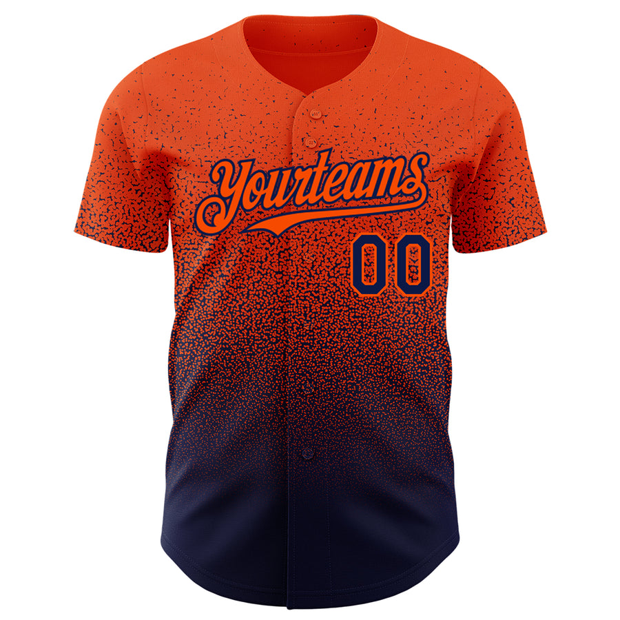 Custom Orange Navy Authentic Fade Fashion Baseball Jersey