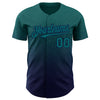 Custom Teal Navy Authentic Fade Fashion Baseball Jersey