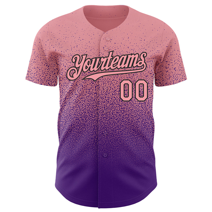 Custom Medium Pink Purple-Black Authentic Fade Fashion Baseball Jersey