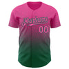 Custom Pink Kelly Green Authentic Fade Fashion Baseball Jersey