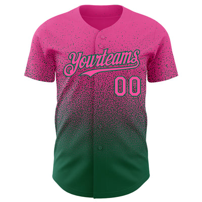 Custom Pink Kelly Green Authentic Fade Fashion Baseball Jersey